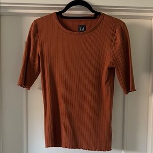 GAP Ribbed Orange Fitted T-Shirt